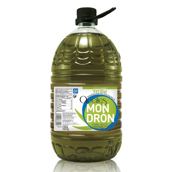 Aceites Mondrón verdial, pet 5 l. Caja 3 unidades