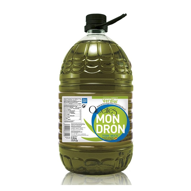 Aceites Mondrón verdial, pet 5 l. Caja 3 unidades