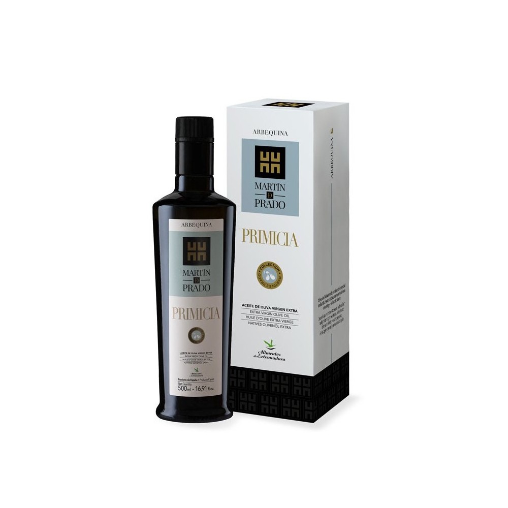 Martín de Prado Primicia arbequina, estuche 500 ml. Caja 3 unidades
