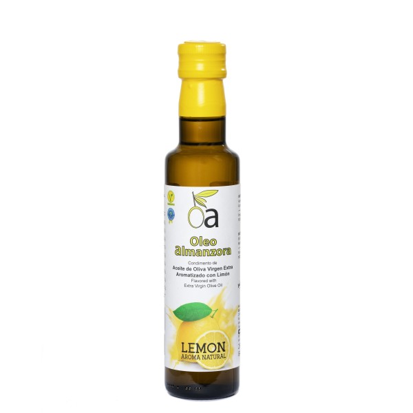 Oleoalmanzora arbequina aromatizado con Limón, 250 ml. Caja 12 unidades.