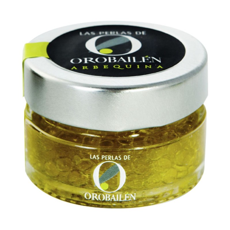 Perlas de Oro Bailen ARBEQUINA 50 g. Karton mit 12 Stück. | Oliva del Sur