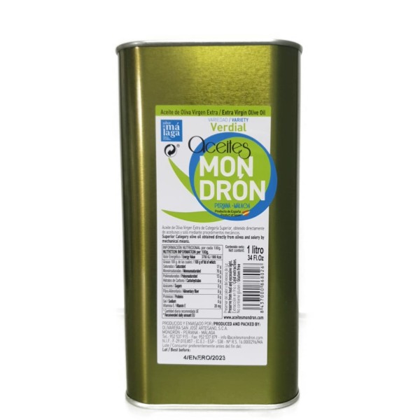 Aceites Mondrón verdial, lata 1 l. Caja 11 unidades