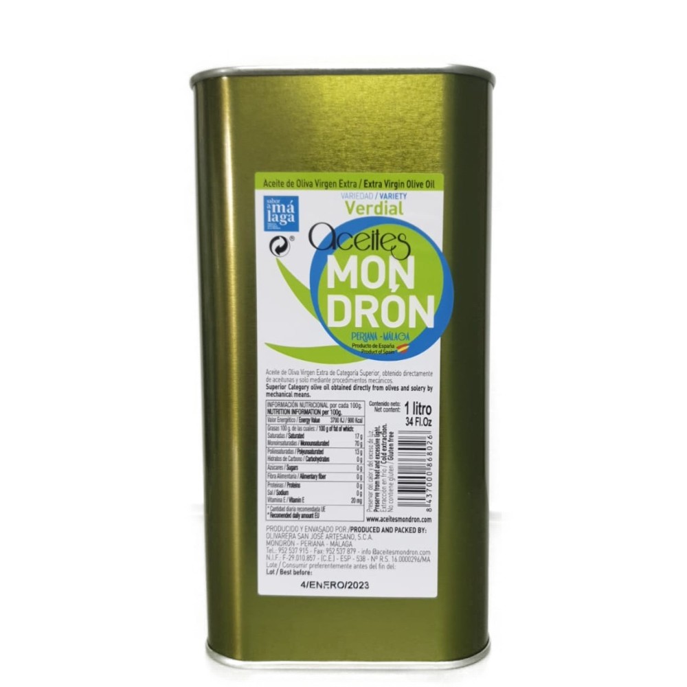 Aceites Mondrón verdial, can 1 l. Box 11 units