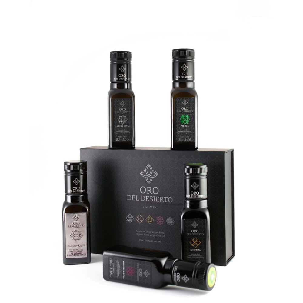 Oro del Desierto monovarietales, estuche 5 X 100 ml.