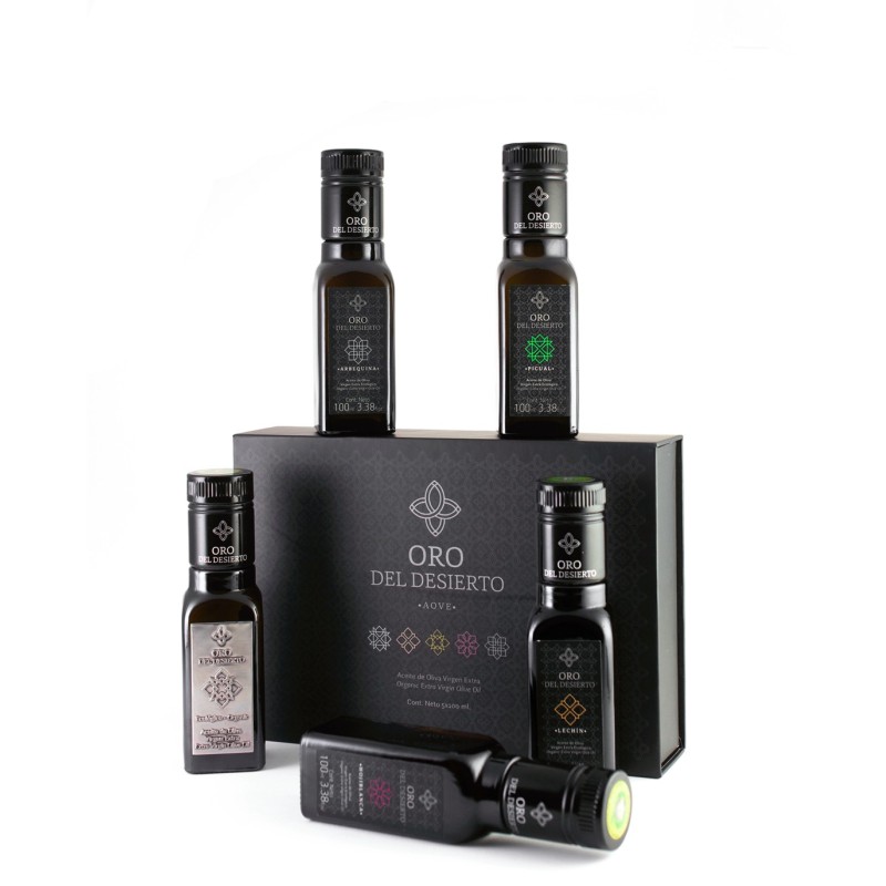Oro del Desierto monovarietales, estuche 5 X 100 ml.