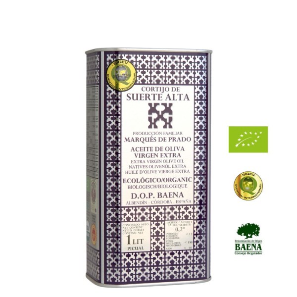 Cortijo de Suerte Alta Picual en Envero, lata 1l. Caja 6 unidades.