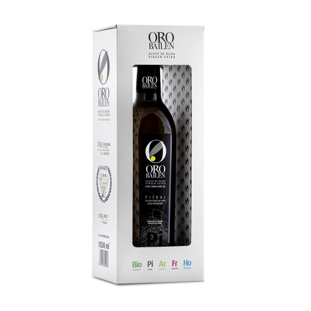 Oro Bailén Reserva Familiar Picual, estuche 500 ml. Caja 12 unidades.