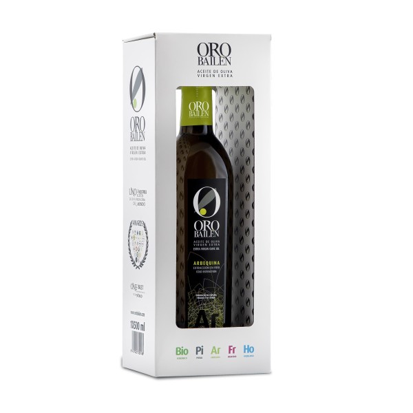 Oro Bailen Reserva Familiar Arbequina, estuche 500 ml. Caja 12 unidades.