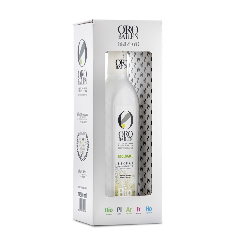 Oro Bailén BIO Picual, estuche 500 ml. Caja 9 unidades
