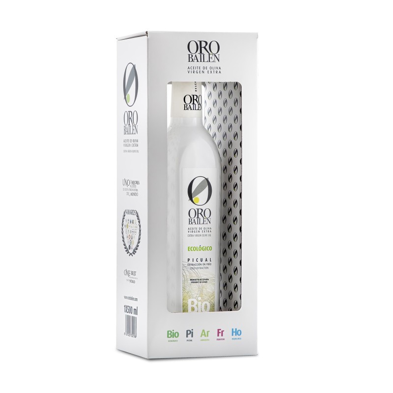 Oro Bailén BIO Picual, estuche 500 ml. Caja 9 unidades