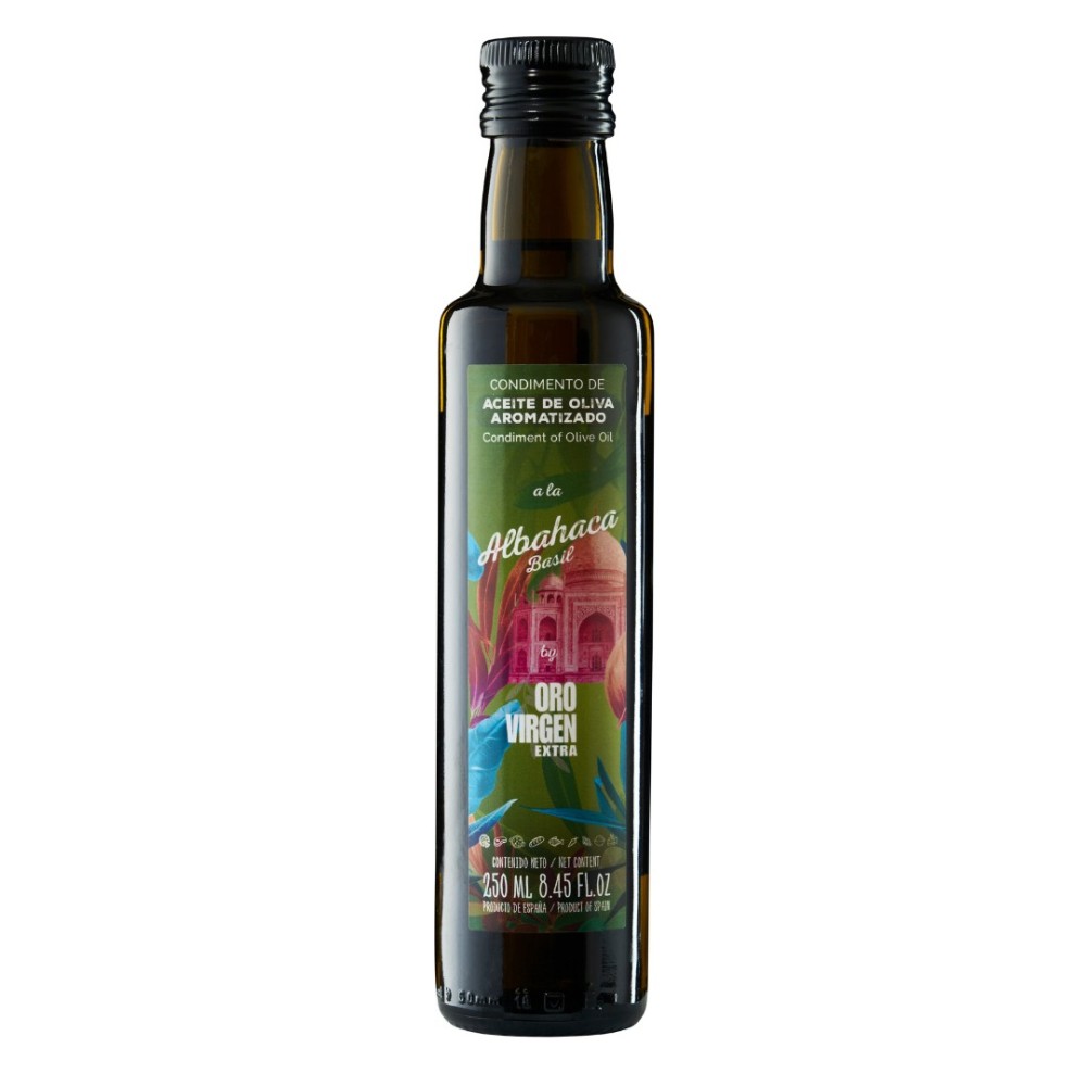 Oro Virgen Extra Aromatizado con Albahaca, 250 ml. Caja 12 unidades