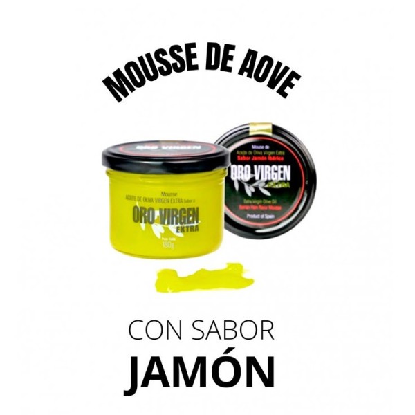 Oro Virgen Extra Mouse de Aove con sabor a Jamón Ibérico, tarro 180 gr. Caja 6 unidades