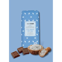 Artisan chocolate with salt flakes and EVOO, 115 gr. Box 3 units.