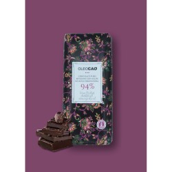 Chocolate negro artesano 94% cacao sin azúcar sin edulcorantes con AOVE, 115 gr. Caja 3 unidades.