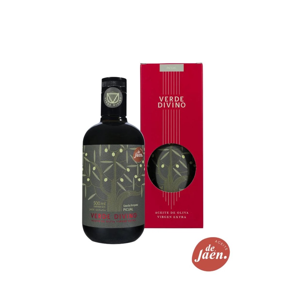 Verde Divino, Cosecha Temprana Picual 500 ml. Caja 6 unidades.