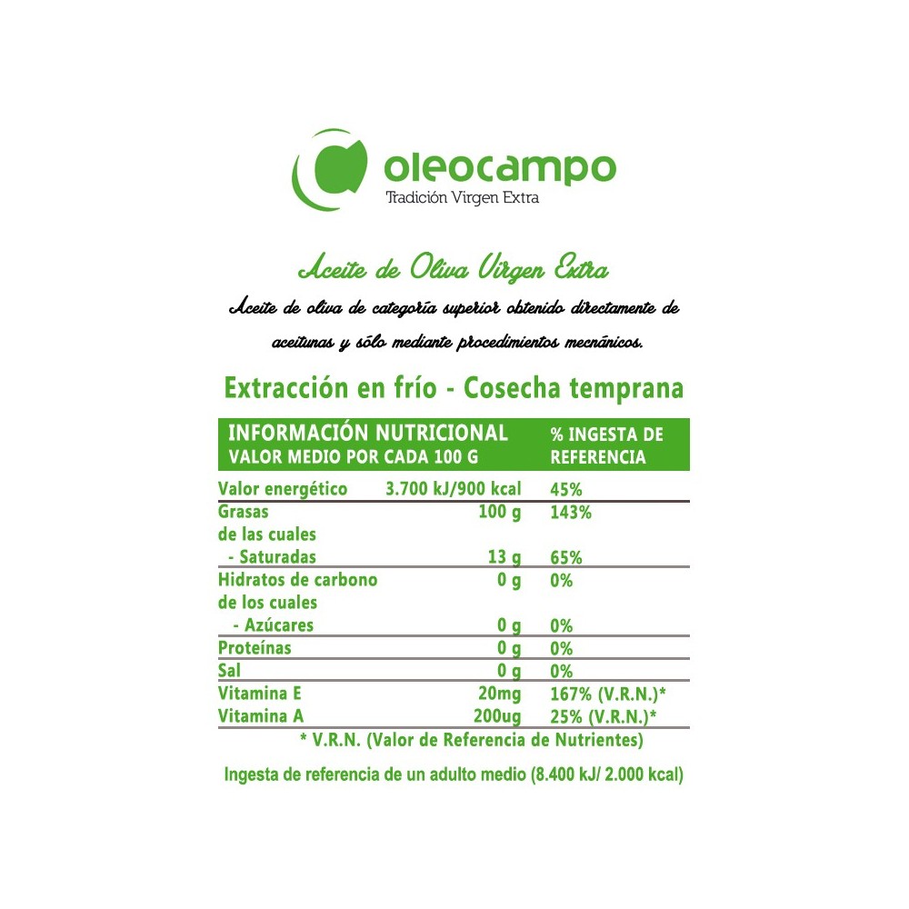 Oleocampo premium can 2,5 l. Box 4 units.