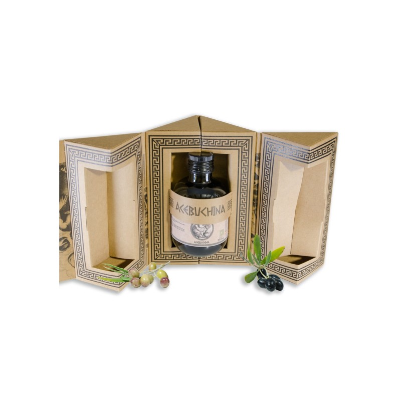 Mergaoliva, Acebuchina Glas 250 ml dunkles Glas mit Luxus-Etui