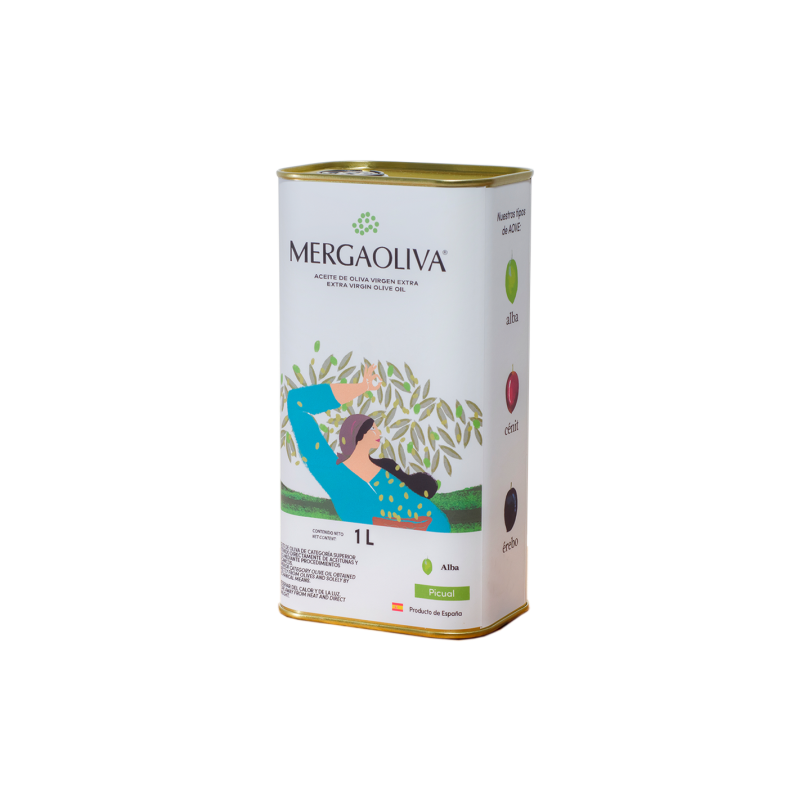 Mergaoliva，有机阿尔巴·皮夸尔橄榄油 1升罐装