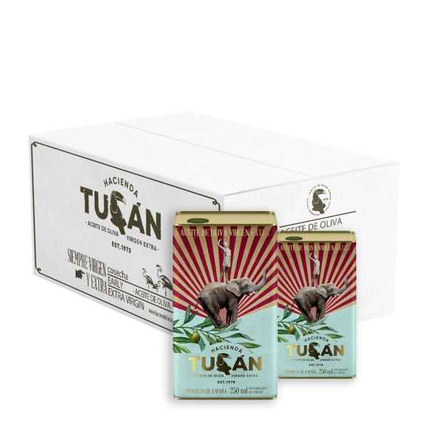Hacienda Tucán, Arbequina en boîte 250 ml, carton de 12 unités | Oliva del Sur