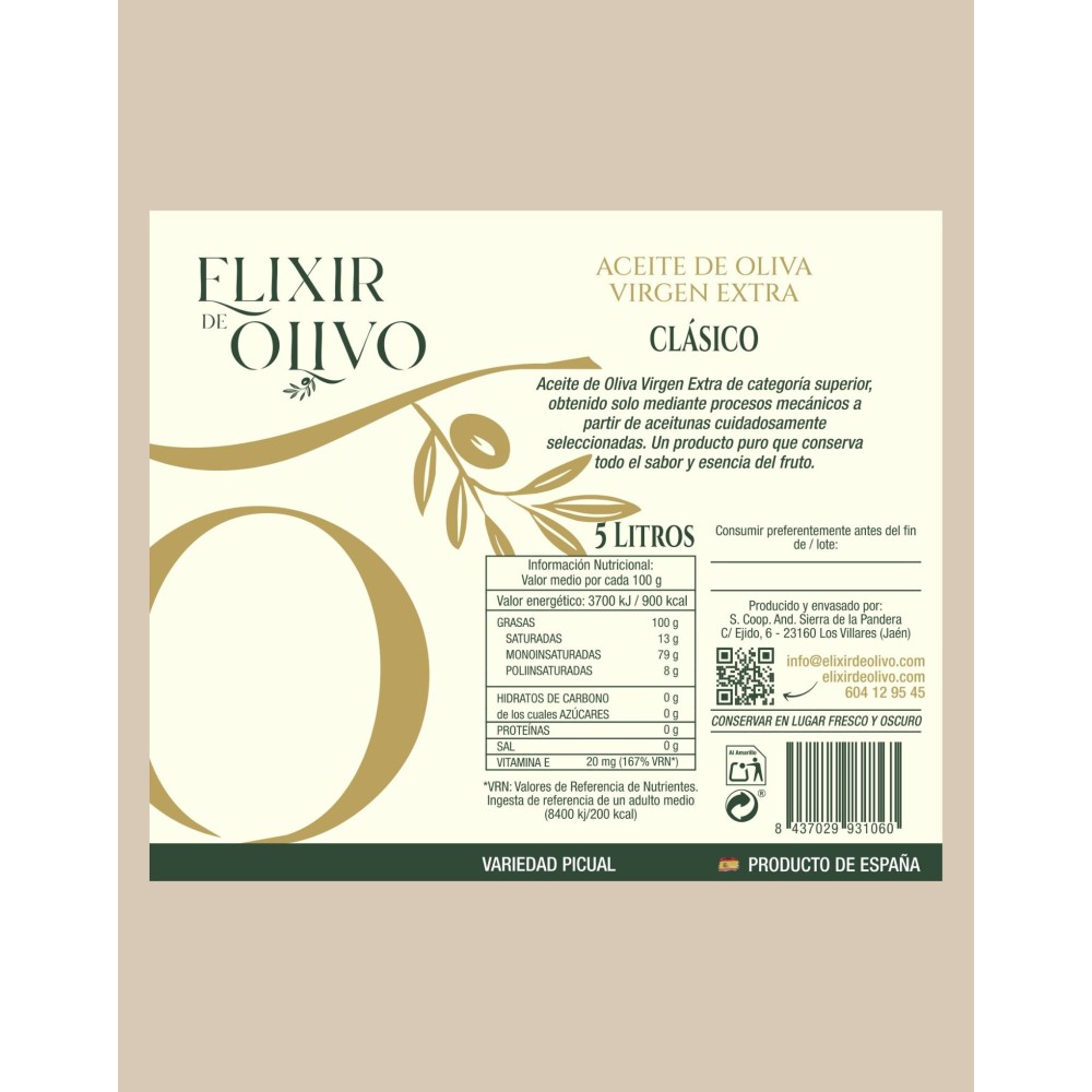 Olivenelixier, Picual 5 l.