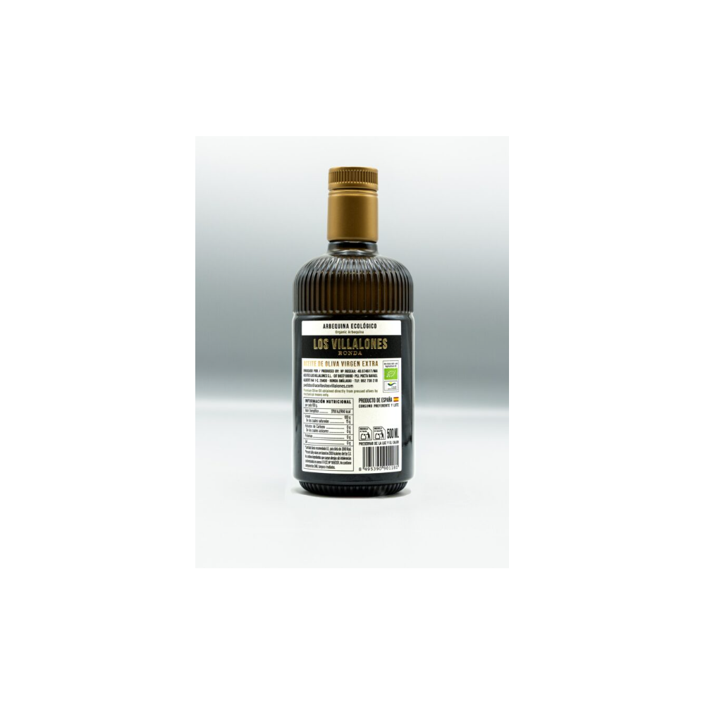 Los Villalones Organic Arbequina, 500 ml. Box 6 units | Oliva del sur