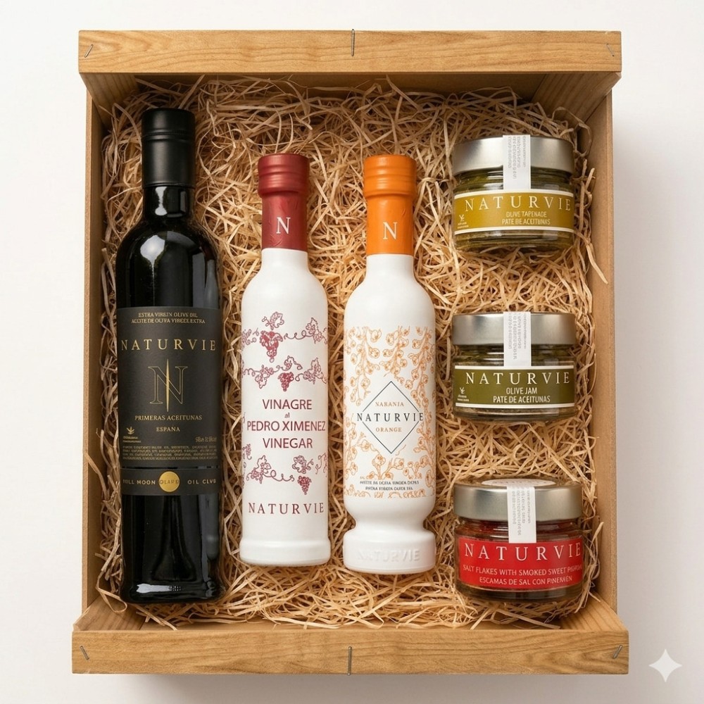 Pack Gourmet Naturvie – Huile d’olive vierge extra, vinaigre PX et sélection de produits délicatessen