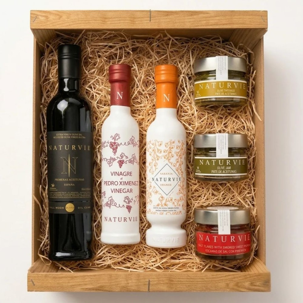 Pack Gourmet Naturvie – Huile d’olive vierge extra, vinaigre PX et sélection de produits délicatessen